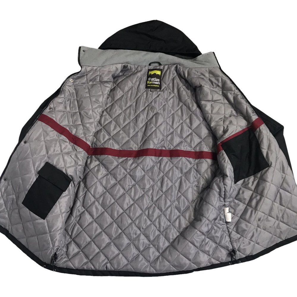 Atlas For Men Black Jacket Coat Sz Large Removable Hood Pockets Hockey Champions - Picture 6 of 12
